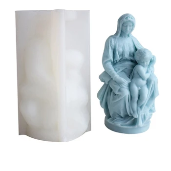 נר תבניות 3D הבתולה מרי-להחזיק ילד סיליקון עובש טיח-שרף עובש הבתולה נר בניחוח אפוקסי עובש DIY זרוק משלוח
